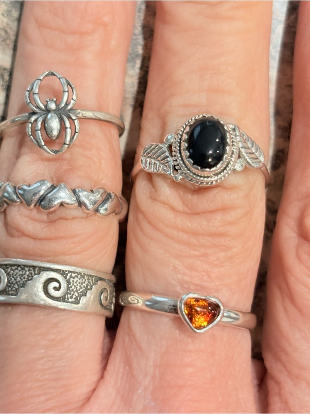 Sterling Silver Ring Lot of 5 Assorted Sizes